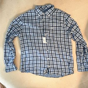Johnnie-o nelson hanging out button down shirt blue plaid large nwt